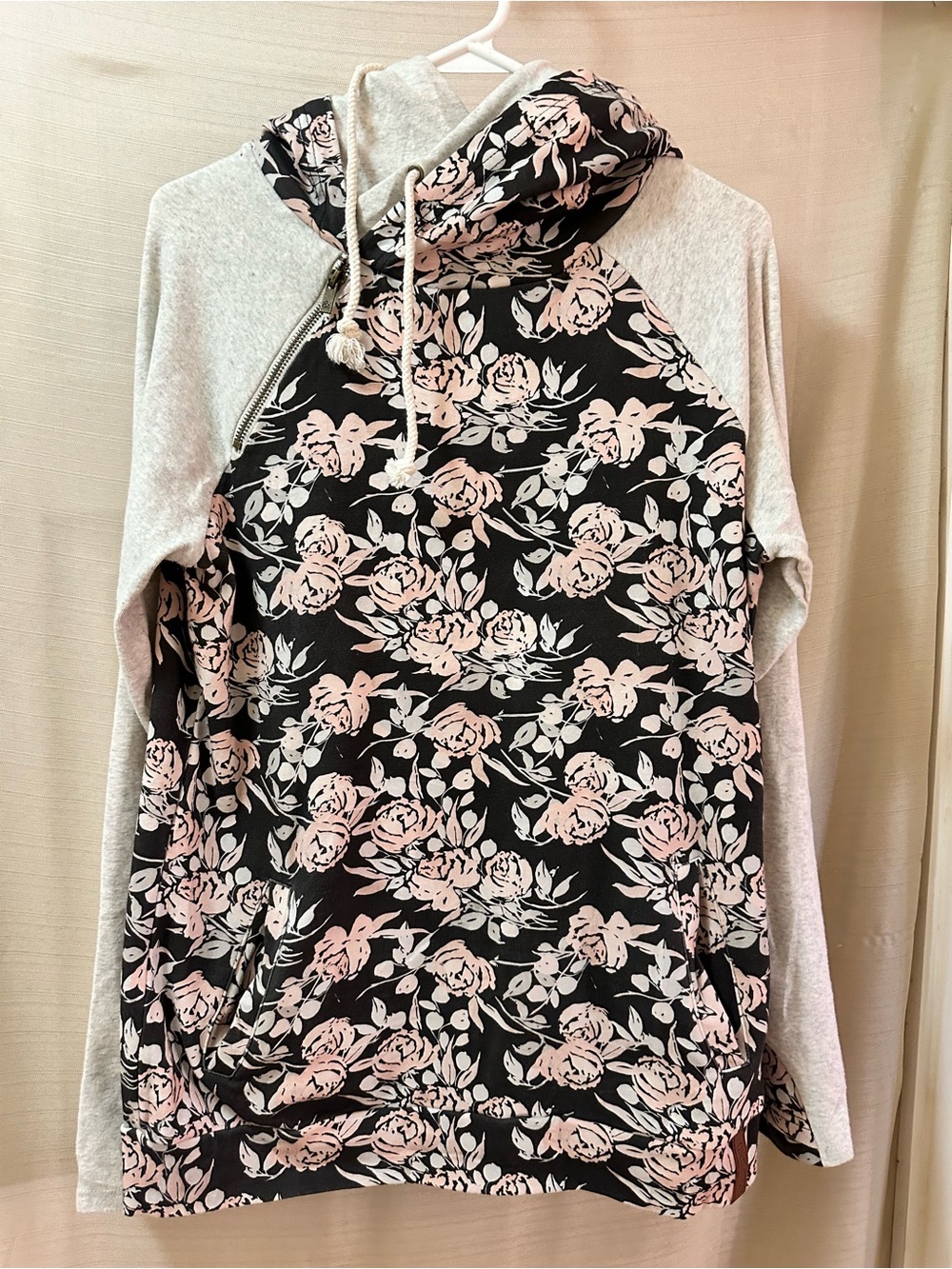 Ampersand Avenue Floral Double Hood Hoodie Pullover Women’s Large Cozy Cute